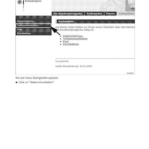 May include: A screenshot from a document about auto-guide correction signal for Fendt tractors. The image shows a webpage with menu options including 'Telekommunikation'. Text includes 'Bundesnetzagentur' and 'Sachgebiete'.
