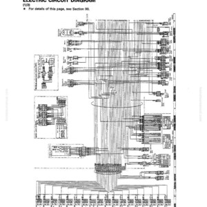 Może przedstawiać: Szczeg&oacute;łowy schemat obwodu elektrycznego z licznymi liniami, symbolami i etykietami tekstowymi. Schemat oznaczony jest jako "Electric Circuit Diagram (1/2)" i zawiera tekst "For details of this page, see Section 90." Numer strony to 10-78.