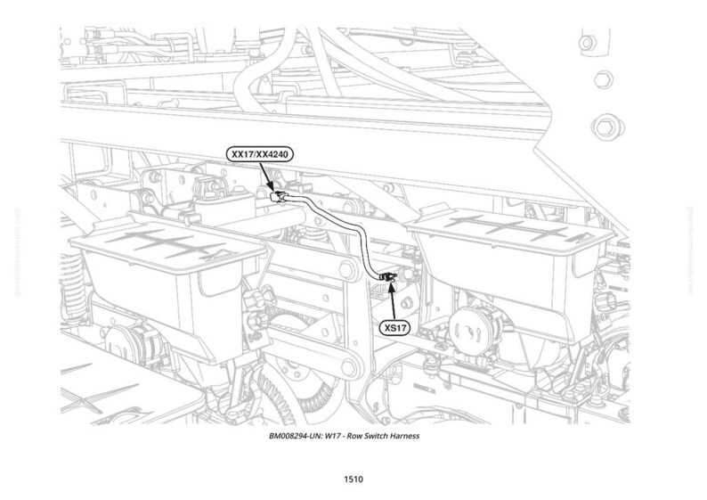 Pode incluir: Desenho linear de um componente mec&acirc;nico, rotulado com "XX17/XX4240" e "XS17". O texto "BM008294-UN: W17 - Row Switch Harness" est&aacute; na parte inferior. A imagem &eacute; um diagrama t&eacute;cnico.