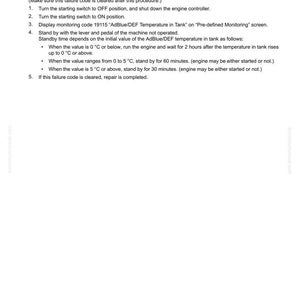 May include: A white document with troubleshooting instructions. The text includes steps to clear a failure code, such as turning switches on and off, and monitoring temperature. The document also includes the failure code [CA4842].