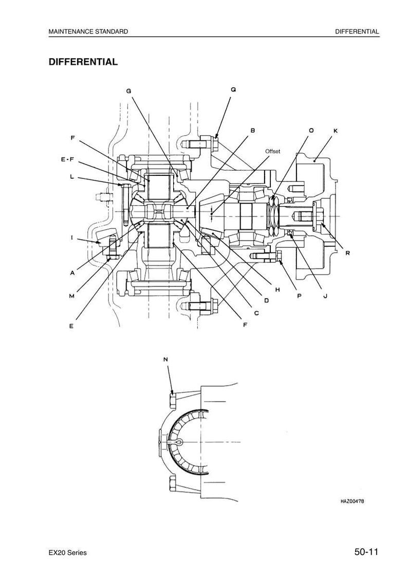May include: Detailed technical diagram of a differential, labeled with letters A through R. The diagram is a black and white illustration, showing the internal components and their arrangement. The text "DIFFERENTIAL" is at the top.
