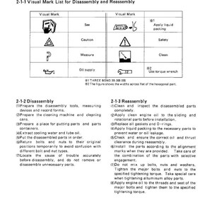 May include: A technical diagram with the title "Disassembly and Reassembly" and a visual mark list. The diagram includes instructions for disassembly and reassembly, with sections on preparations, visual marks, and detailed steps for each process.