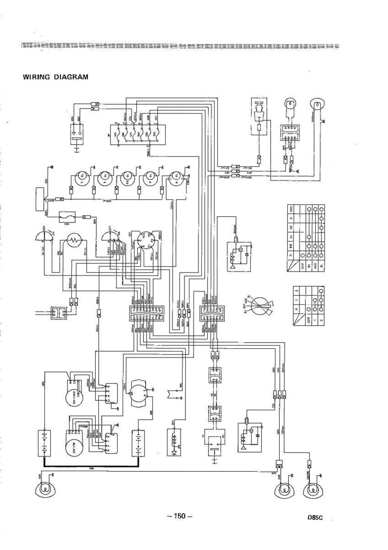 May include: A detailed wiring diagram with the title "WIRING DIAGRAM" at the top. The diagram is a complex arrangement of lines, symbols, and labels, illustrating electrical circuits and components. The image is in black and white.
