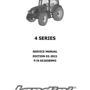 Puede incluir: Ilustraci&oacute;n en blanco y negro de un tractor. La imagen incluye el texto "4 SERIES", "SERVICE MANUAL", "EDITION 03-2021" y "P/N 6526589M3". El logotipo de Landini est&aacute; en la parte inferior.