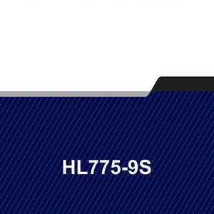 May include: A service manual with the title "SERVICE MANUAL" in bold, black text. The background is a gradient of white to dark blue with diagonal white lines. The text "HL775-9S" is in white.