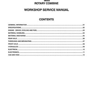 Manual de servicio para cosechadora rotativa Massey Ferguson 9895, números de serie hsc8101-Htc8999, en formato PDF / Reparación en taller / Descarga instantánea imagen 2