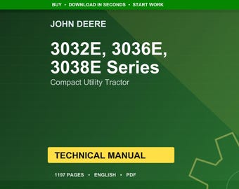 Manual técnico en PDF / Descarga instantánea de los tractores utilitarios compactos John Deere de las series 3032E, 3036E y 3038E