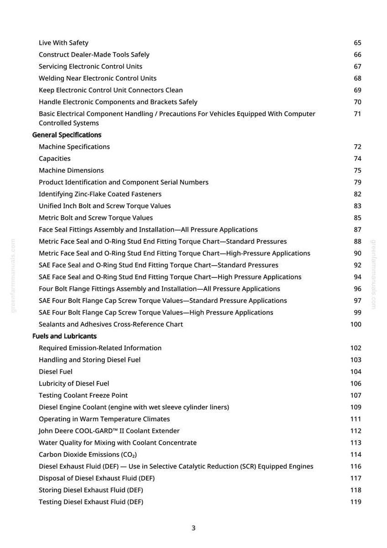 K&ouml;nnte beinhalten: Eine Seite aus einem Handbuch mit Inhaltsverzeichnis. Der Text umfasst Abschnitte zu Sicherheit, elektronischen Bauteilen und Kraftstoffen, mit Seitenzahlen auf der rechten Seite.