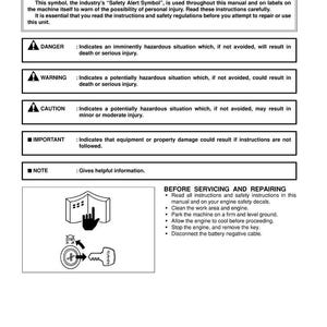 May include: A safety instruction manual with the title "SAFETY FIRST" and safety alert symbols. The manual provides instructions and warnings, including "DANGER," "WARNING," and "CAUTION" notices. It also includes a section on servicing and repairing.