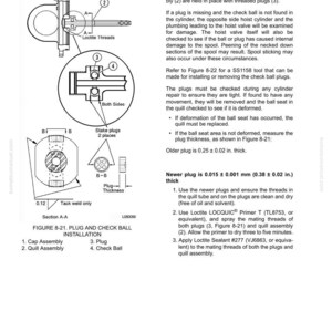 Op de afbeelding: Technisch diagram van een quill-assemblage met controlekogels en pluggen, met gedetailleerde componentweergaven en metingen in millimeters. Bevat instructies en labels zoals "Loctite Threads" en "Tack weld only."