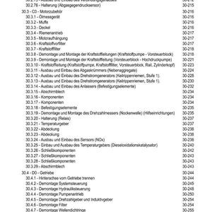 Pode incluir: Uma detalhada tabela de conte&uacute;dos em alem&atilde;o, listando procedimentos de reparo automotivo. Inclui se&ccedil;&otilde;es sobre componentes do motor, sistemas de combust&iacute;vel e transmiss&atilde;o, com os n&uacute;meros de p&aacute;gina correspondentes.
