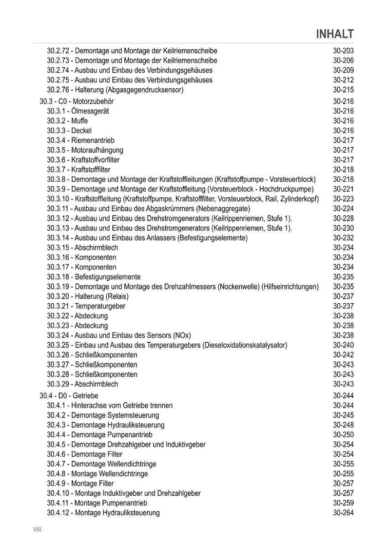 Pode incluir: Uma detalhada tabela de conte&uacute;dos em alem&atilde;o, listando procedimentos de reparo automotivo. Inclui se&ccedil;&otilde;es sobre componentes do motor, sistemas de combust&iacute;vel e transmiss&atilde;o, com os n&uacute;meros de p&aacute;gina correspondentes.