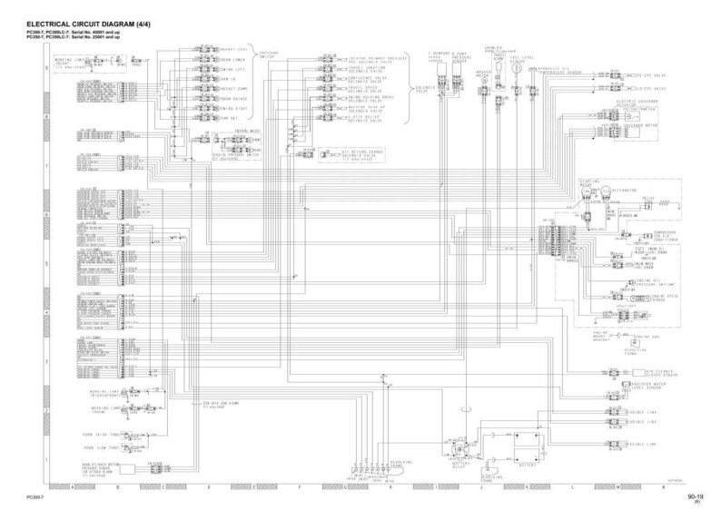 May include: An electrical circuit diagram (4/4) with text at the top. The diagram is a complex network of lines, symbols, and text, likely representing the wiring of a system. The image is in black and white.