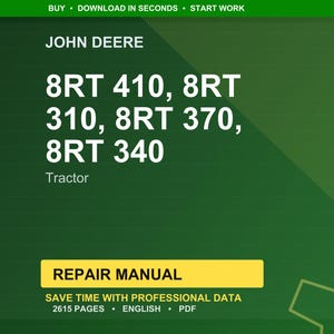 John Deere 8Rt 410, 8Rt 310, 8Rt 370, 8Rt 340 traktorreparationsmanual PDF | Serviceverkstad | Direktnedladdning bild 1