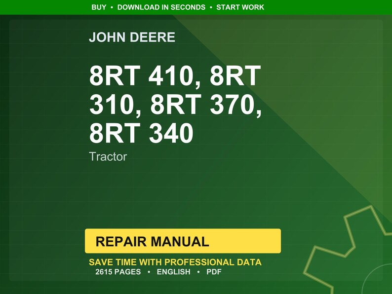 John Deere 8Rt 410, 8Rt 310, 8Rt 370, 8Rt 340 traktorreparationsmanual PDF | Serviceverkstad | Direktnedladdning bild 1