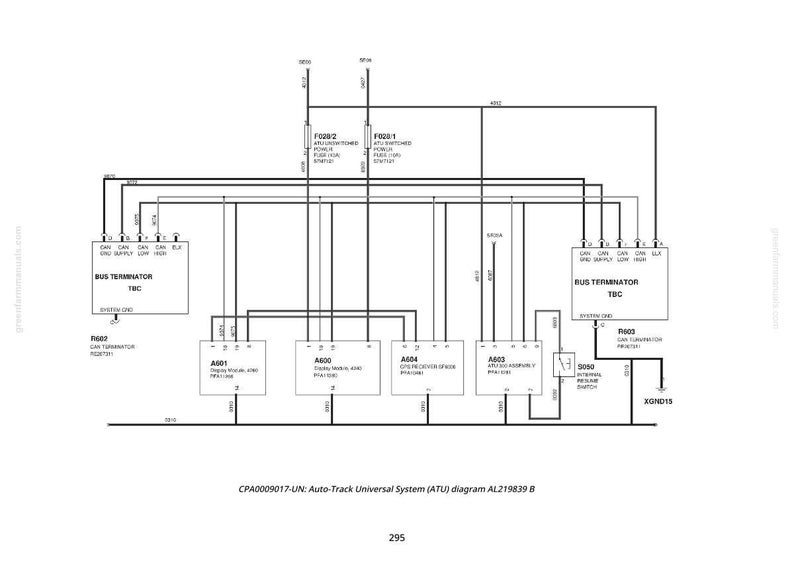 May include: A black and white schematic diagram of an Auto-Track Universal System (ATU). The diagram includes labeled boxes, lines, and text, such as "BUS TERMINATOR" and "CAN". The diagram is labeled CPA0009017-UN.