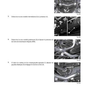Puede incluir: Diagrama de un manual que muestra los pasos de reparaci&oacute;n de autom&oacute;viles. El texto en franc&eacute;s describe la extracci&oacute;n de tornillos y componentes, con pasos numerados e ilustraciones de piezas. Incluye las figuras 925, 926, 927 y 928.