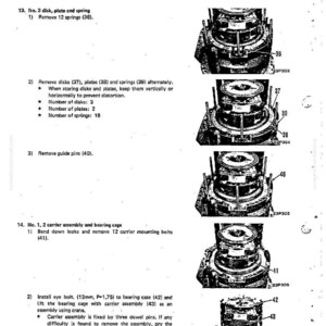 May include: Diagram of a transmission disassembly and assembly process. The image shows various stages of disassembling mechanical components, including springs, disks, and plates. Text and labels identify each part and step in the process.