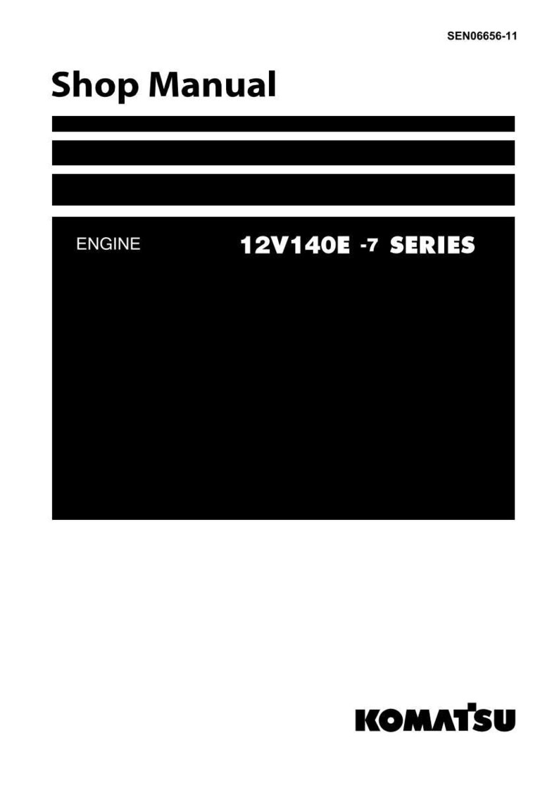 May include: A white Shop Manual with black text. The manual includes the text "ENGINE" and "12V140E -7 SERIES". The Komatsu logo is at the bottom. The document is labeled SEN06656-11.