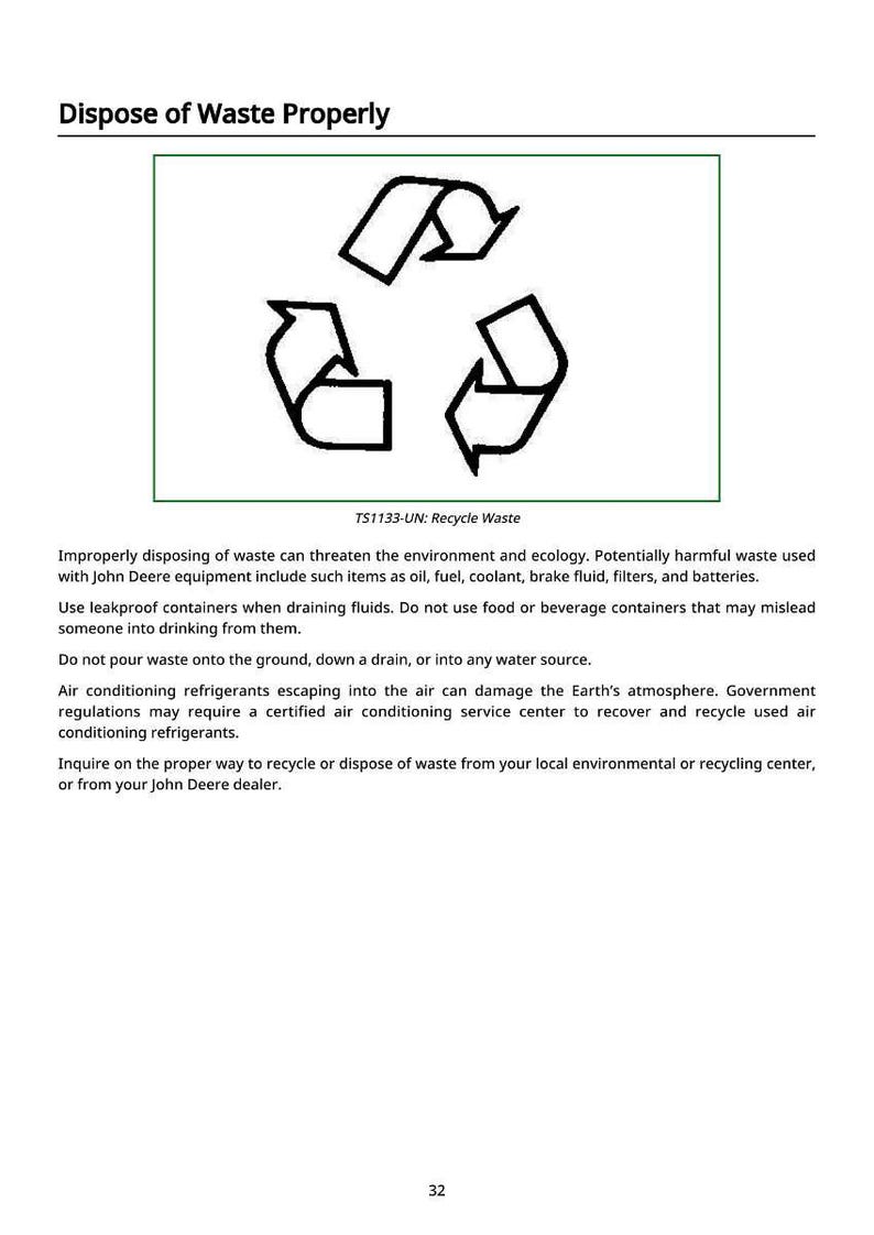 Op de afbeelding: Een document getiteld "Afval op de juiste manier verwijderen" met een recycling symbool in een groene kader. De tekst beschrijft de juiste afvalverwerking, inclusief recycling en milieubescherming.