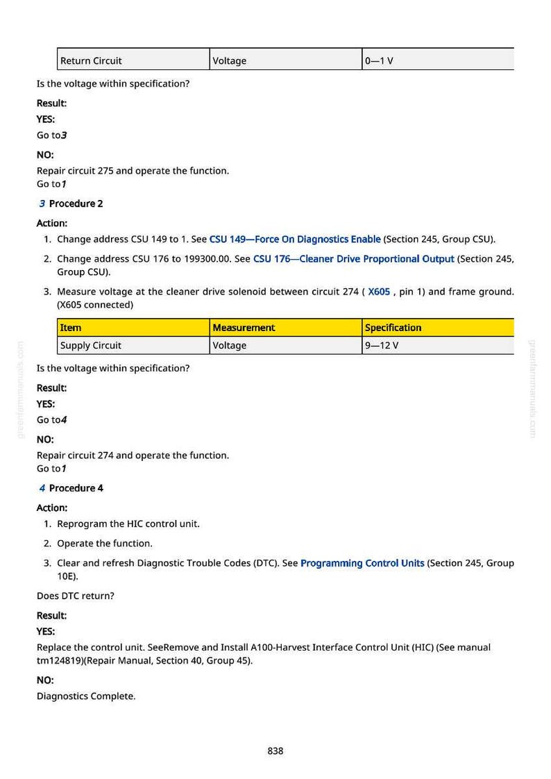 May include: A technical document with text and tables. The document includes instructions for voltage measurements, circuit repair, and diagnostic procedures. The specification for the supply circuit voltage is 9-12 V.