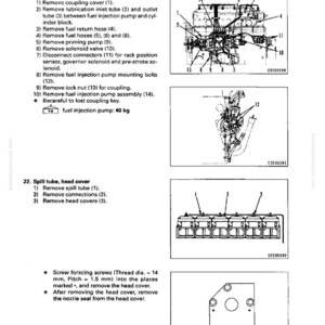 Pode incluir: Diagrama de desmontagem e montagem de uma bomba de inje&ccedil;&atilde;o de combust&iacute;vel. A imagem inclui ilustra&ccedil;&otilde;es detalhadas com componentes numerados, juntamente com instru&ccedil;&otilde;es e especifica&ccedil;&otilde;es passo a passo. A bomba de inje&ccedil;&atilde;o de combust&iacute;vel pesa 40 kg.