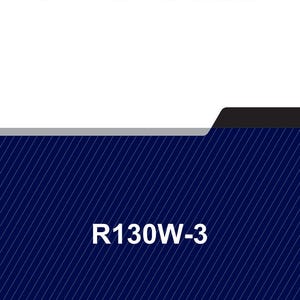 May include: A service manual with the text "SERVICE MANUAL" in bold, black letters at the top. The bottom section is dark blue with white diagonal lines and the text "R130W-3".