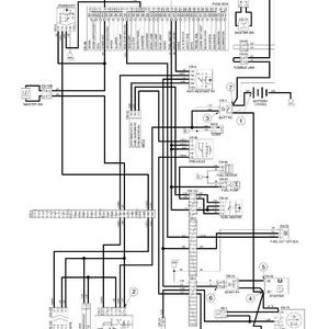 Puede incluir: Diagrama de un circuito de arranque (tipo de grupo 1) con etiquetas para varios componentes como la bater&iacute;a, el motor de arranque y el calentador de combustible. El diagrama es en blanco y negro con l&iacute;neas y s&iacute;mbolos.
