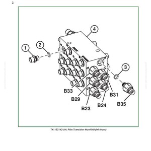 May include: Diagram of a pilot transition manifold with numbered components for disassembly and assembly. The image includes labels for parts like B33, B29, B23, B24, B31, and B35, along with the text "Pilot Transition Manifold Disassemble and Assemble."