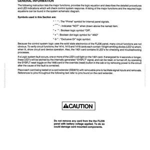 May include: A document titled "Logic Driver Control Panel (LDCP)" with text describing functions, symbols, and safety precautions. Includes a "CAUTION" notice and technical diagrams. The document is dated 5/92.