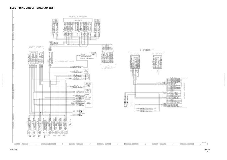 K&ouml;nnte beinhalten: Ein elektrischer Schaltplan (5/8) mit Text oben. Das Diagramm ist ein komplexes Netzwerk aus Linien, K&auml;stchen und Symbolen, alles in Schwarzwei&szlig;. Der untere Teil des Diagramms hat eine Skala und die Zahlen 90-35 (1/8).