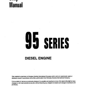 May include: A white shop manual with the text "Shop Manual" at the top. The manual features the bold text "95 SERIES DIESEL ENGINE" in black. The document includes copyright information and is dated January 1998.
