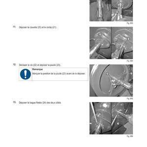 Puede incluir: Diagrama de componentes mec&aacute;nicos con instrucciones en franc&eacute;s. Incluye im&aacute;genes de engranajes, circlips y otras piezas. Texto: "M&Eacute;THODE D'INTERVENTION" y pasos numerados de desmontaje. Se hace referencia a las figuras 893, 894, 895 y 896.