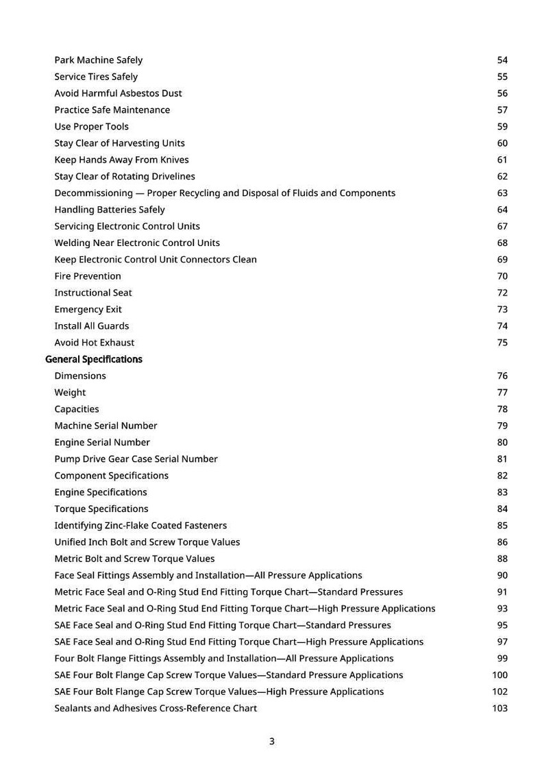 May include: A detailed document with a list of safety procedures and technical specifications. The text includes instructions on machine safety, maintenance, and component specifications. The document also lists dimensions, weight, and capacities.
