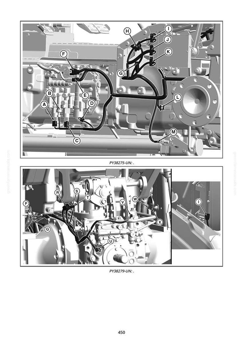May include: Diagram of an engine's internal components, featuring a network of black tubes and various mechanical parts. The image is labeled with letters and numbers, providing a detailed view of the engine's structure. The image is in black and white.