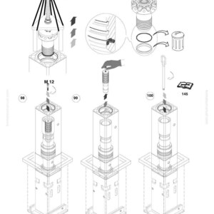 May include: Technical diagram showing the assembly of a mechanical component. The image details various assembly stages, including close-ups of parts and their connections. Weight is indicated as 17 kg. The diagram includes labels and part numbers.