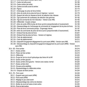 Może przedstawiać: Szczeg&oacute;łowy spis treści w języku francuskim, zatytułowany "TABLE DES MATI&Egrave;RES", wymienia r&oacute;żne komponenty mechaniczne z odpowiednimi numerami stron. Dokument wydaje się być instrukcją techniczną, prawdopodobnie dla maszyn lub części samochodowych.