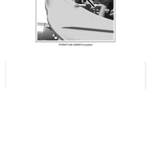 May include: A grayscale image of a vehicle's engine compartment, with an arrow pointing to a specific location. The text "PY29471-UN: XGND14 Location" is visible at the bottom of the image. The image is a technical illustration.