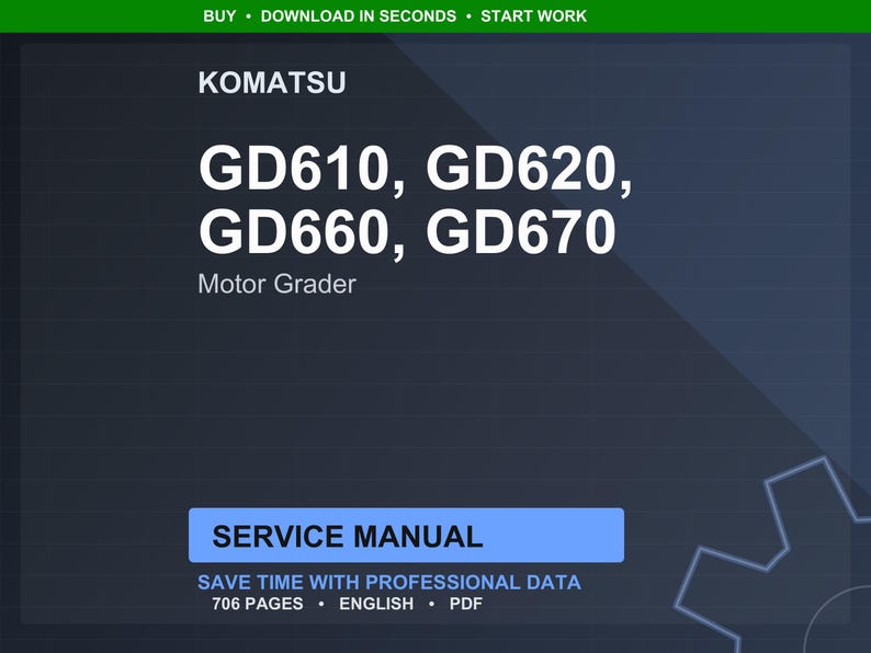 May include: A dark blue digital image featuring the Komatsu brand name and the model numbers GD610, GD620, GD660, and GD670. The text "Motor Grader" is below the model numbers. The image also includes the words "Service Manual".