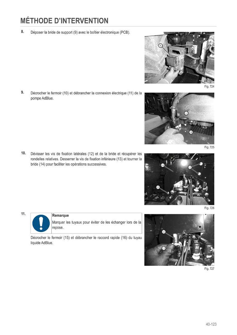 May include: A technical diagram with instructions for automotive repair. The image shows various steps, including removing parts and disconnecting electrical connections. Text includes "M&Eacute;THODE D'INTERVENTION" and numbered steps with accompanying illustrations. The diagram is in black and white.