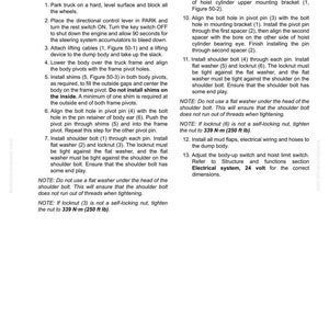 May include: A page from a manual detailing the disassembly and assembly of a vehicle component. The text includes instructions for installation, aligning parts, and securing bolts. The document is labeled with the title "50 Disassembly and assembly" and a model number.