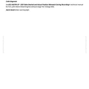 K&ouml;nnte beinhalten: Ein technisches Dokument zeigt den Text "ECU 002791.07 - Engine, fault - EGR valve could not reach commanded position during recording." Zus&auml;tzlicher Text enth&auml;lt "Code diagnosis" und "Alarm level: Amber warning light."