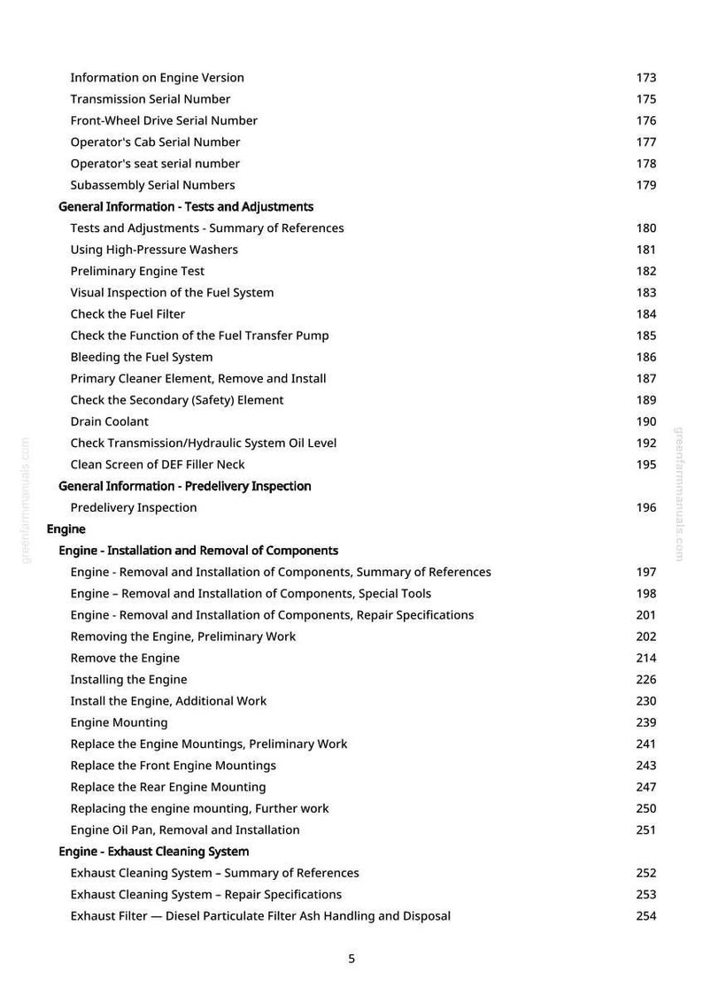 K&ouml;nnte beinhalten: Ein detailliertes Inhaltsverzeichnis aus einem Handbuch, das sich mit Motor bezogenen Themen befasst. Abschnitte umfassen Informationen zur Motorversion, Tests, Einstellungen und Vorabnahme. Das Dokument ist auf wei&szlig;em Papier gedruckt.
