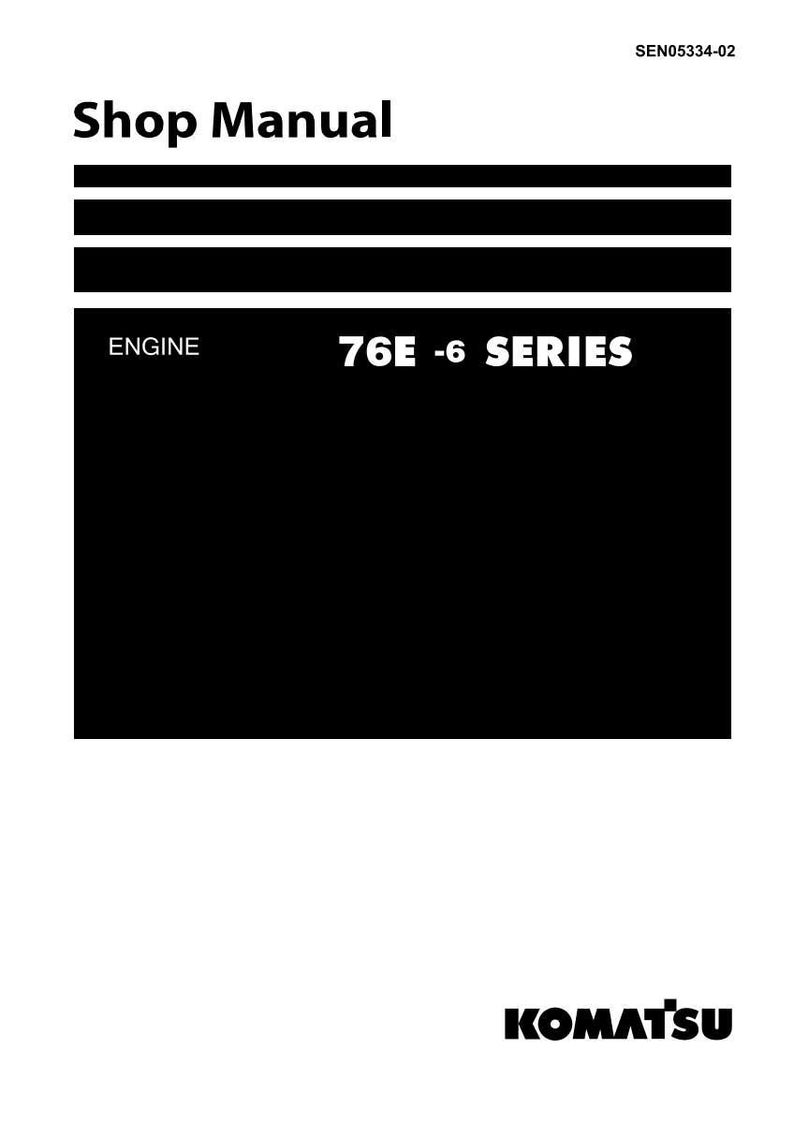 May include: A white and black shop manual with the text "Shop Manual" at the top. The manual includes the text "ENGINE" and "76E -6 SERIES". The Komatsu logo is at the bottom.