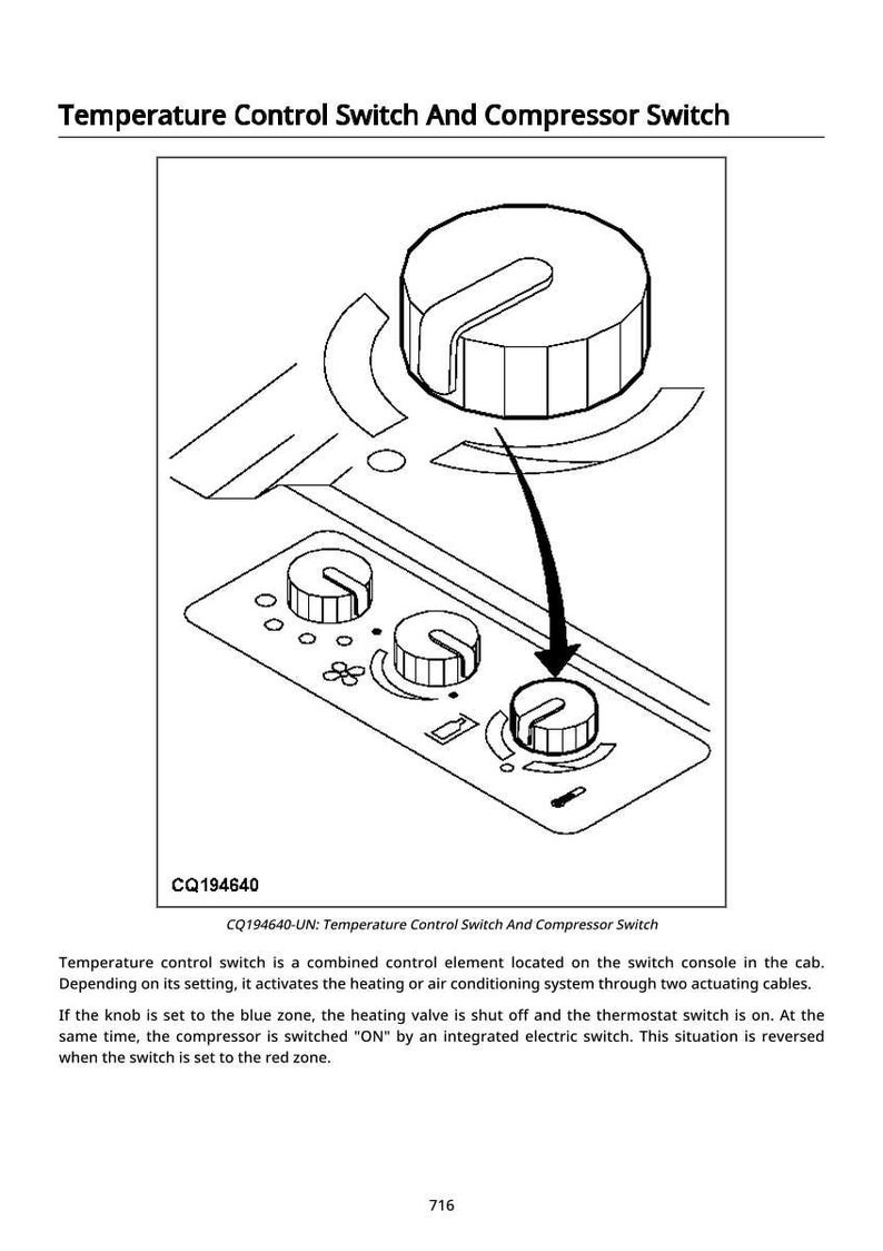 Puede incluir: Diagrama de un interruptor de control de temperatura y un interruptor de compresor. La imagen muestra un panel de control con tres perillas circulares y una perilla m&aacute;s grande y rectangular. El texto "Temperature Control Switch And Compressor Switch" est&aacute; en la parte superior.