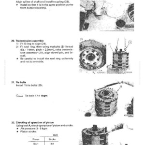 K&ouml;nnte beinhalten: Eine technische Zeichnung mit Text, der die Demontage und Montage einer mechanischen Komponente detailliert. Das Bild enth&auml;lt Nahaufnahmen von Teilen, Diagrammen und Messungen in Millimetern sowie den Text "DISASSEMBLY AND ASSEMBLY".