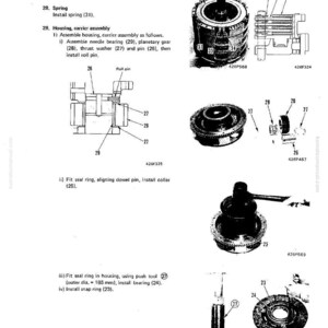 K&ouml;nnte beinhalten: Schwarz-wei&szlig; technische Zeichnung mit mechanischen Komponenten wie Federn, Platten und Zahnr&auml;dern, versehen mit Beschriftungen und Teilenummern. Die Zeichnung enth&auml;lt Montageanweisungen.