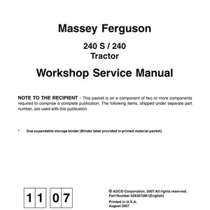 Massey ferguson 240 240S Tractor Service Manual PDF | Workshop Repair | Instant Download image 2
