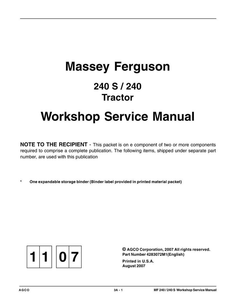 Massey ferguson 240 240S Tractor Service Manual PDF | Workshop Repair | Instant Download image 2