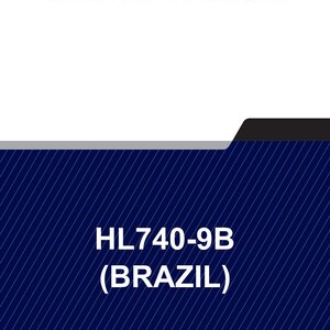 Pode incluir: Um documento intitulado "SERVICE MANUAL" em texto preto em negrito. Abaixo, em um fundo azul marinho com linhas diagonais brancas, as palavras "HL740-9B (BRAZIL)" em texto branco. Uma borda cinza e preta est&aacute; no topo.